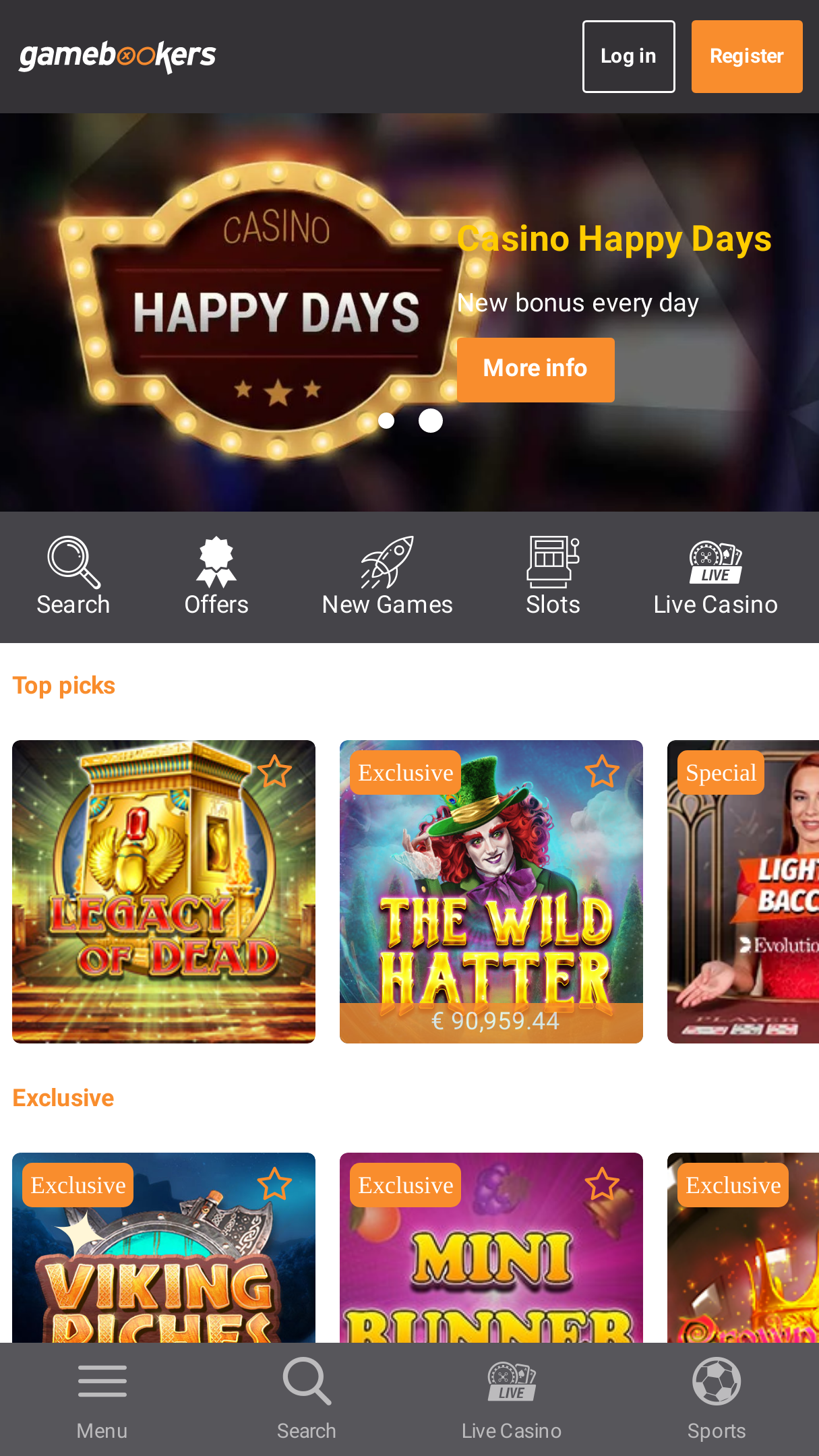 Gamebookers app Screenshot Gamebookers app Screenshot