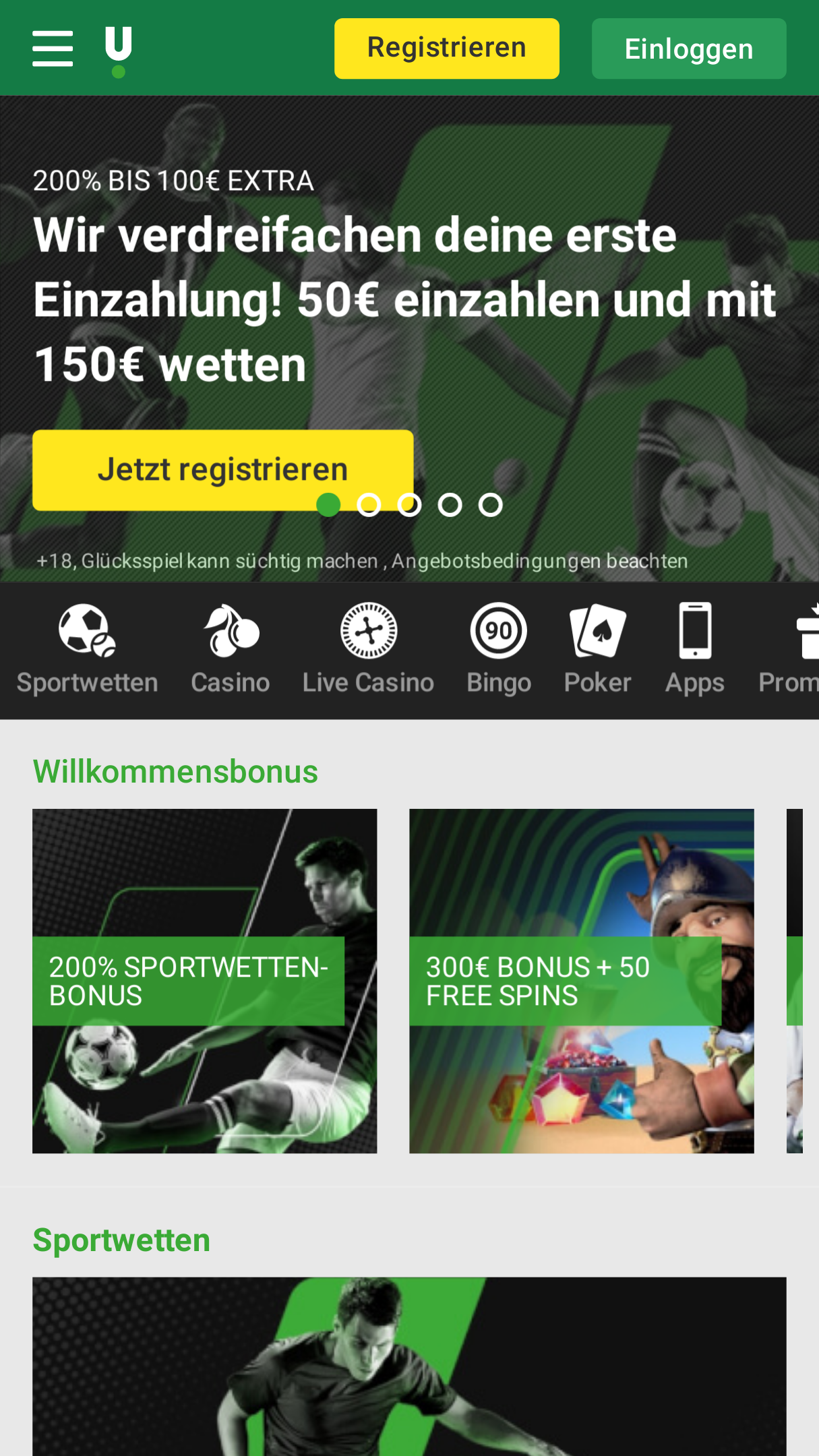 Unibet app Screenshot Unibet app Screenshot