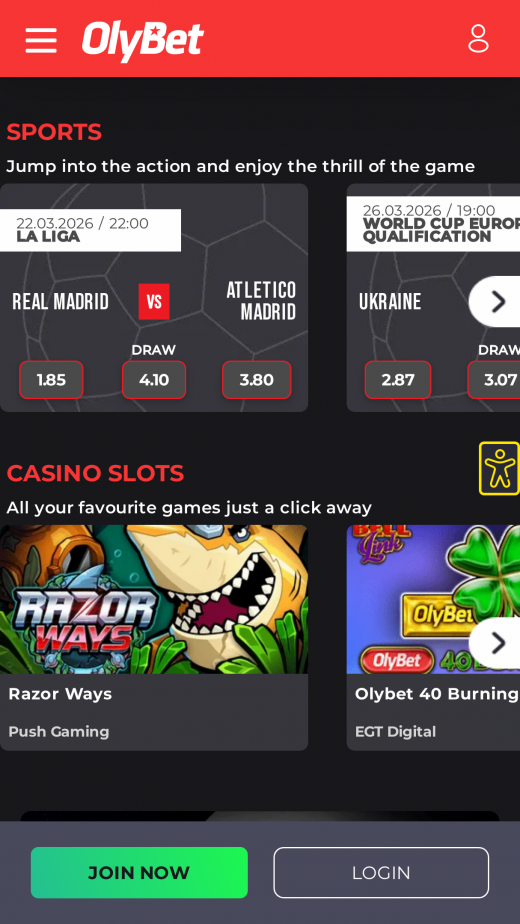 OlyBet app Screenshot