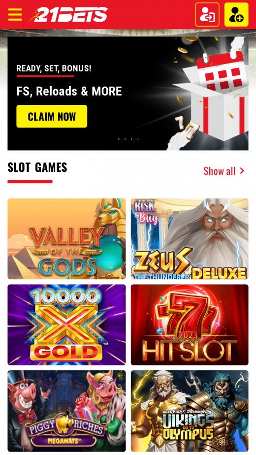 21Bets Apps Screenshot