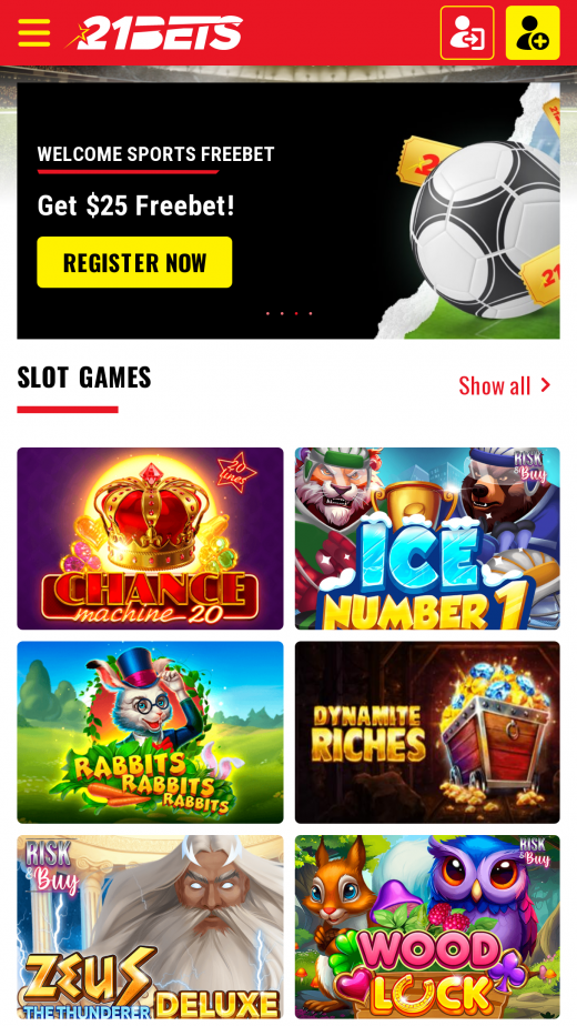 21Bets Apps Screenshot