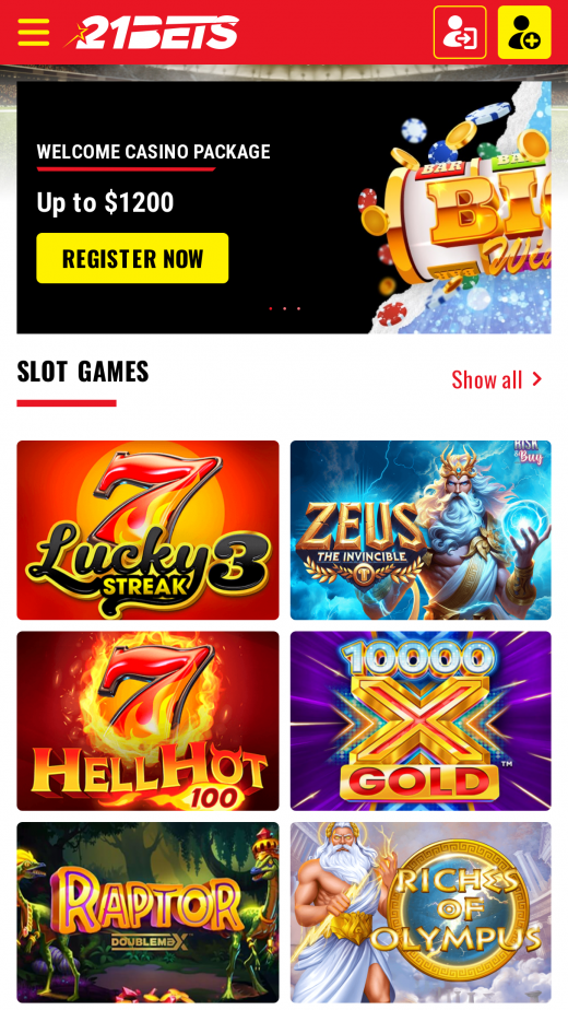 21Bets Apps Screenshot