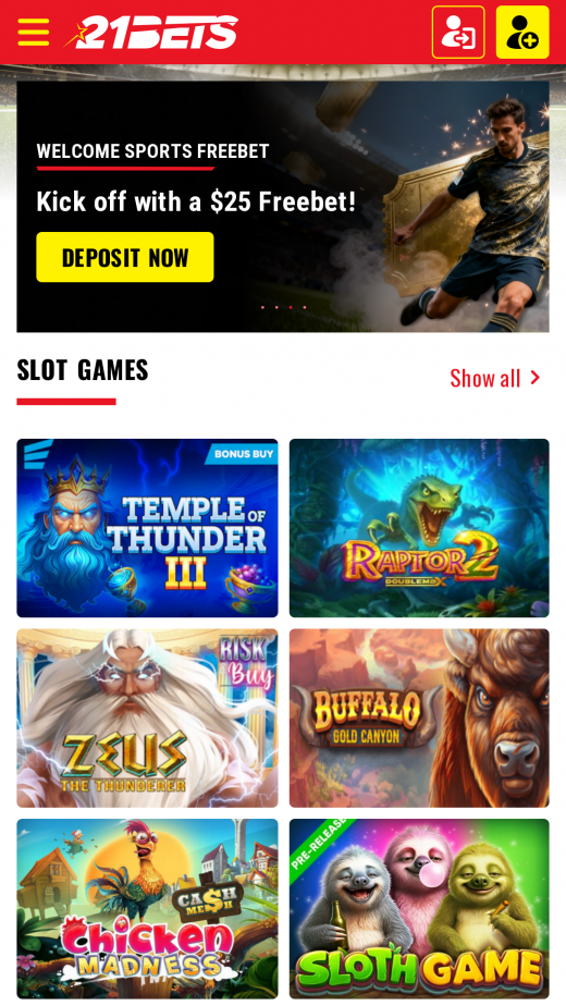21Bets Apps Screenshot