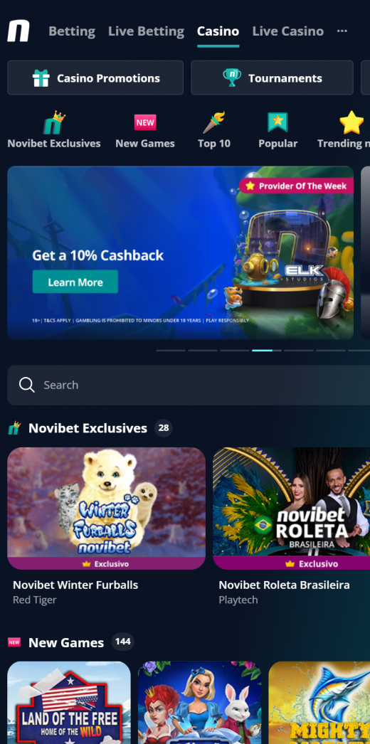 Novibet app Screenshot